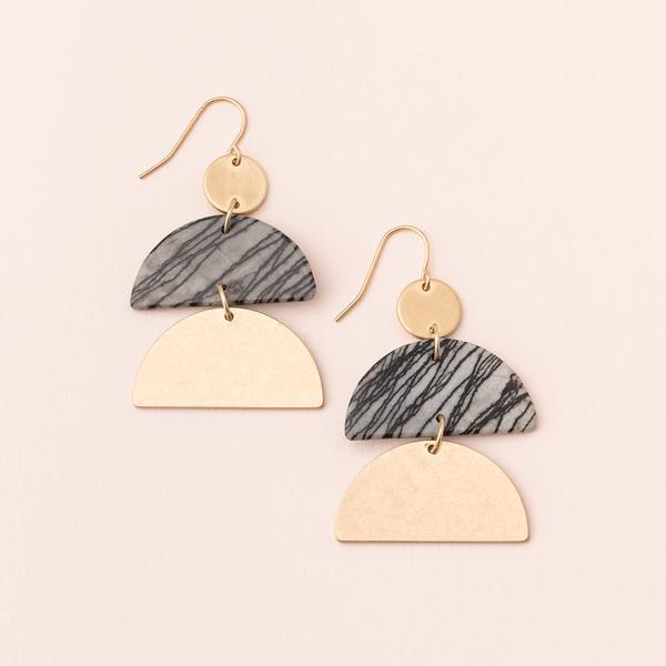 Stone Half-Moon Earring