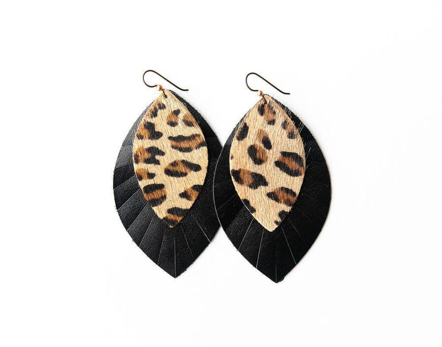 Leather Earrings Layered Large