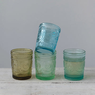 Embossed Drinking Glass - Set of 2