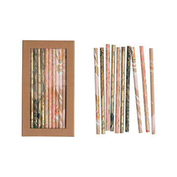 Handmade Paper Wrapped Wood Pencils