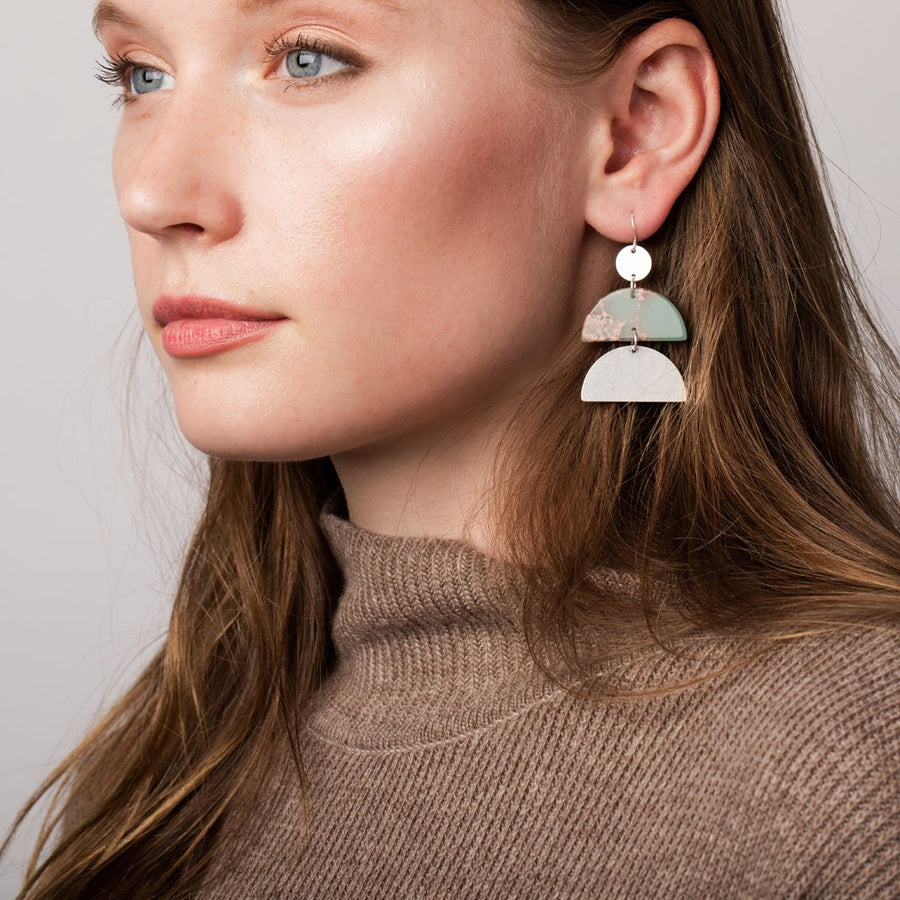 Stone Half-Moon Earring