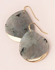 Stone Dipped Teardrop Earring - Labradorite/Gold