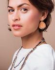 Stone Dipped Teardrop Earring - Pink Agate/Gold