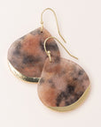 Stone Dipped Teardrop Earring - Pink Agate/Gold